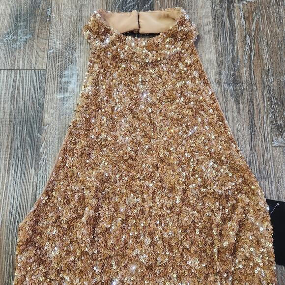 Retrofete Olivia Halter Sequin Mini Dress in Nude Halle Size XL NWOT Open Back - Picture 4 of 13